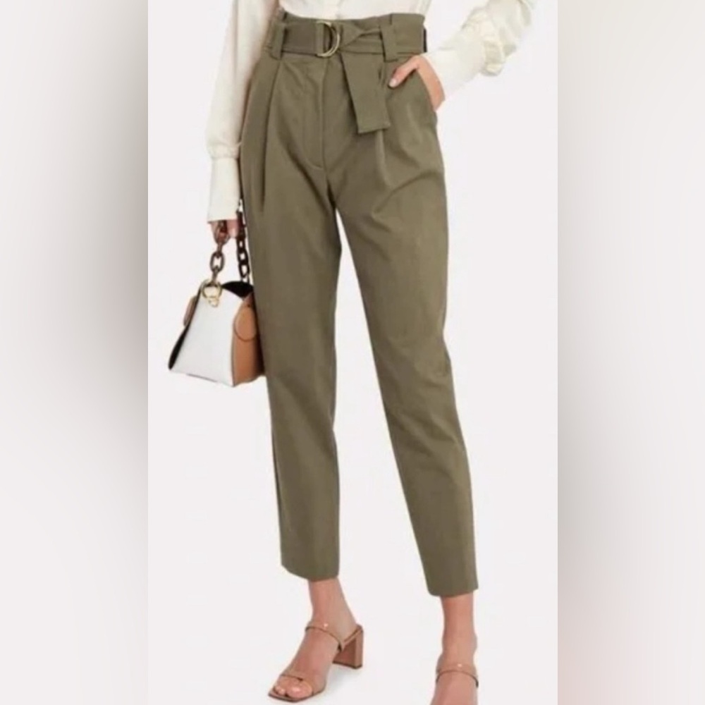 A.L.C. Olive Green Diego Linen Blend Trousers Pants Size 6